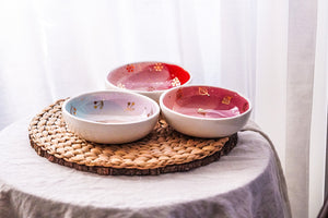 "SWEETHEART" ♡︎ BOWL Terra Red with Golden leaves