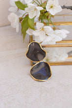 Load image into Gallery viewer, WAVE EARRINGS BLACK &amp; GOLDEN RIM