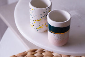 "Landscape" 2er-Set Espresso Cups, 80 ml Speckled Emerald & Blush