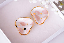 Load image into Gallery viewer, Wave Earrings in Cream Blush &amp; Golden Dots